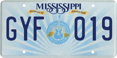 MS license plate GYF019