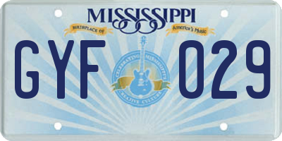 MS license plate GYF029