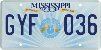 MS license plate GYF036
