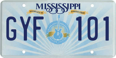 MS license plate GYF101