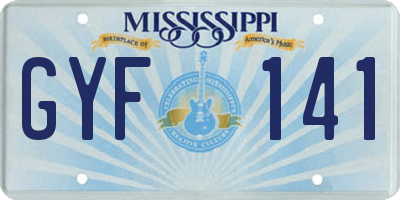 MS license plate GYF141
