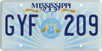 MS license plate GYF209