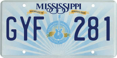 MS license plate GYF281
