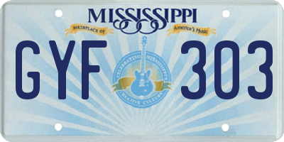 MS license plate GYF303