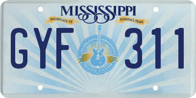 MS license plate GYF311
