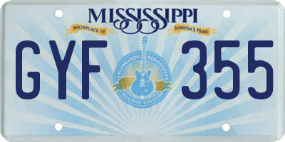 MS license plate GYF355