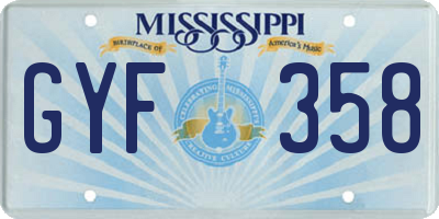 MS license plate GYF358