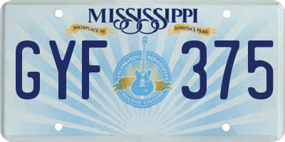 MS license plate GYF375