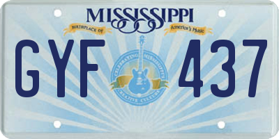MS license plate GYF437