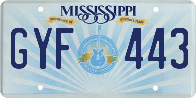 MS license plate GYF443
