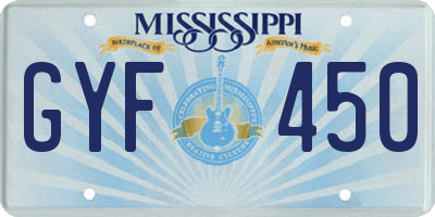 MS license plate GYF450