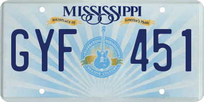 MS license plate GYF451