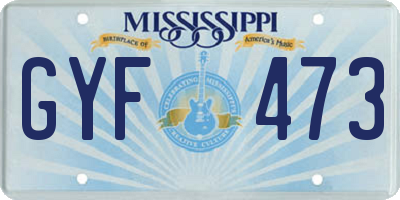 MS license plate GYF473