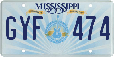 MS license plate GYF474