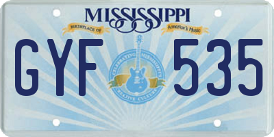 MS license plate GYF535