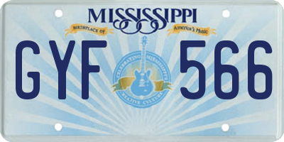 MS license plate GYF566