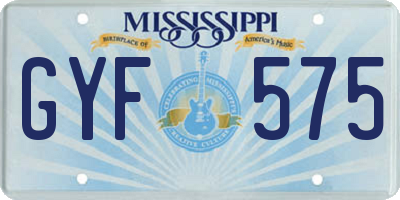 MS license plate GYF575