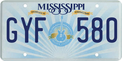 MS license plate GYF580
