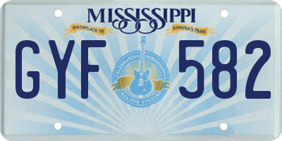 MS license plate GYF582