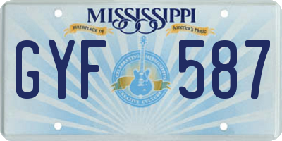 MS license plate GYF587