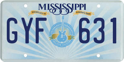 MS license plate GYF631