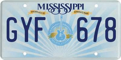 MS license plate GYF678