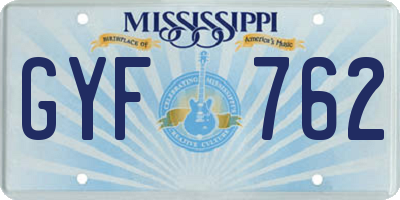 MS license plate GYF762