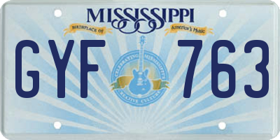MS license plate GYF763
