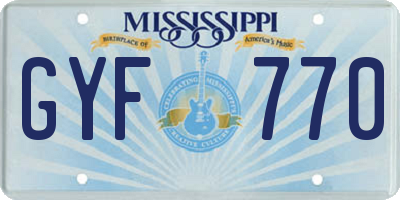 MS license plate GYF770