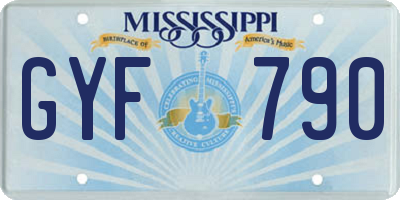 MS license plate GYF790