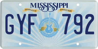 MS license plate GYF792