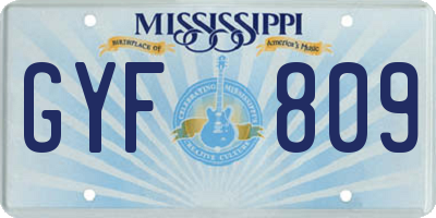 MS license plate GYF809
