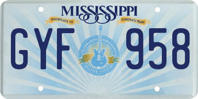 MS license plate GYF958