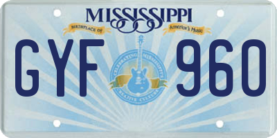 MS license plate GYF960