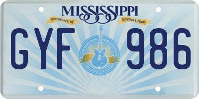 MS license plate GYF986