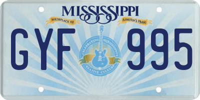 MS license plate GYF995