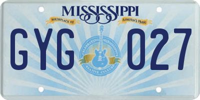 MS license plate GYG027