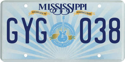 MS license plate GYG038