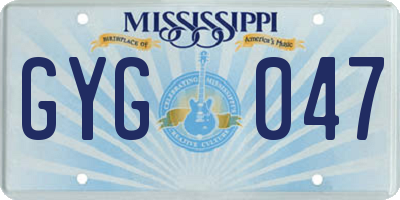 MS license plate GYG047