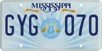 MS license plate GYG070