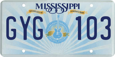 MS license plate GYG103