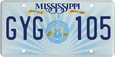 MS license plate GYG105