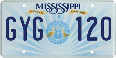 MS license plate GYG120