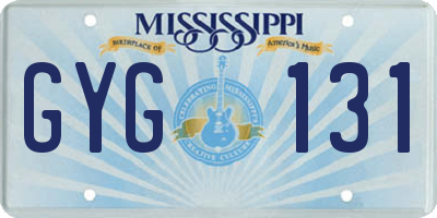 MS license plate GYG131