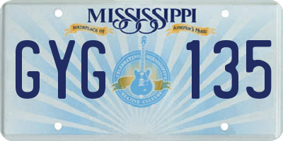 MS license plate GYG135