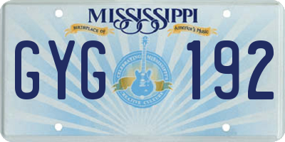 MS license plate GYG192