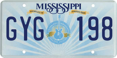 MS license plate GYG198