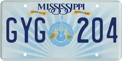 MS license plate GYG204