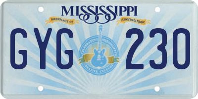 MS license plate GYG230