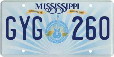 MS license plate GYG260